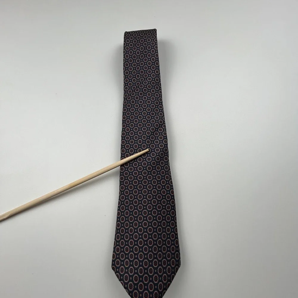 Vintage‎ Trissardi Navy Maroon Geometric Medallion Silk Tie